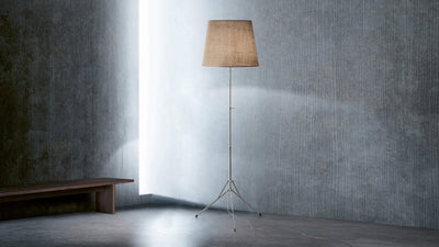 Natural Jute Shade / Desktop / BlackMenu / Gilda Floor Lamp, designed by Enrico Franzolini