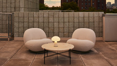 Desktop / Pacha Lounge Chair, designed by Pierre Paulin and made by Gubi
