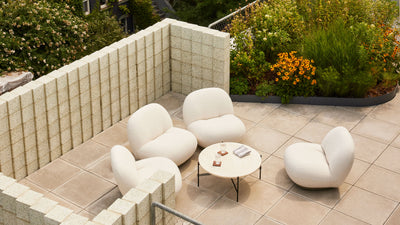 Desktop / Pacha Lounge Chair, designed by Pierre Paulin and made by Gubi