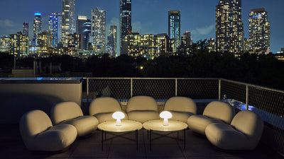 Desktop / Pacha Lounge Chair, designed by Pierre Paulin and made by Gubi