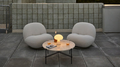 Desktop / Pacha Lounge Chair, designed by Pierre Paulin and made by Gubi