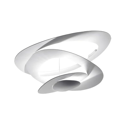 Artemide Pirce by Giuseppe Maurizio Scutellà. White sculptural fixture with curved, layered forms and glossy finish.