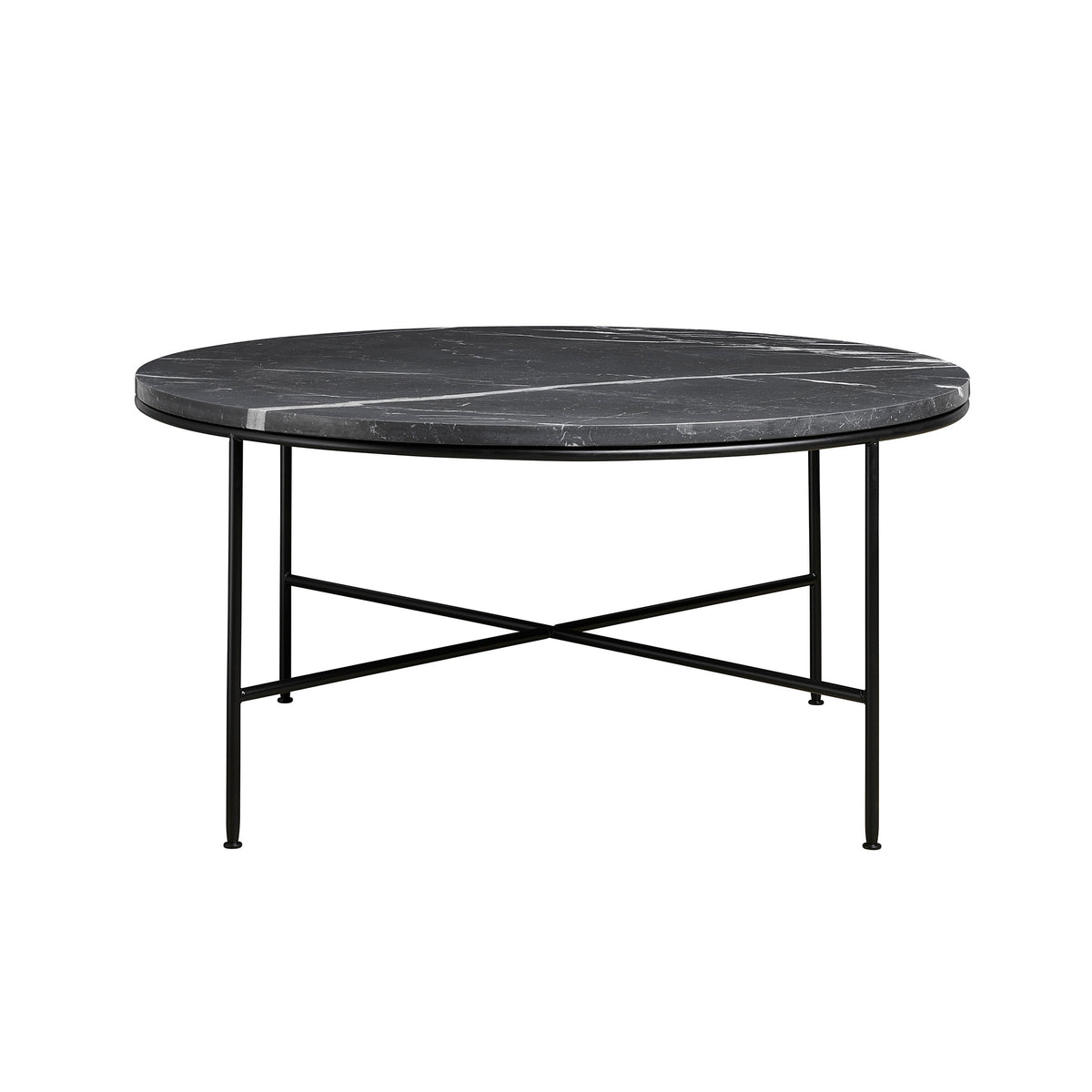 Fritz Hansen Planner™ MC300 Coffee Table by Paul McCobb. Black marble tabletop rests on sleek metal legs.