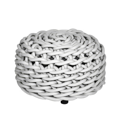 COVO Rebels 2 Pouf by Rosanna Contadini. A woven basket made of thick white rope coiled in tight layers.