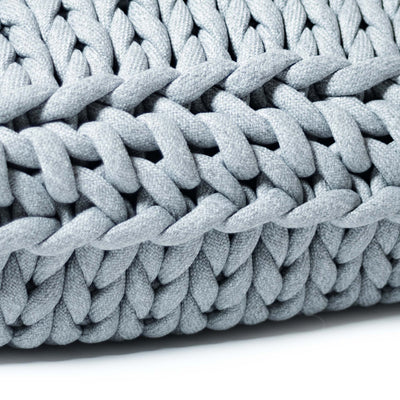 COVO Roxy Maxi Cushion by Rosanna Contadini. Thick gray twisted rope coils densely together in soft, uniform bundles.