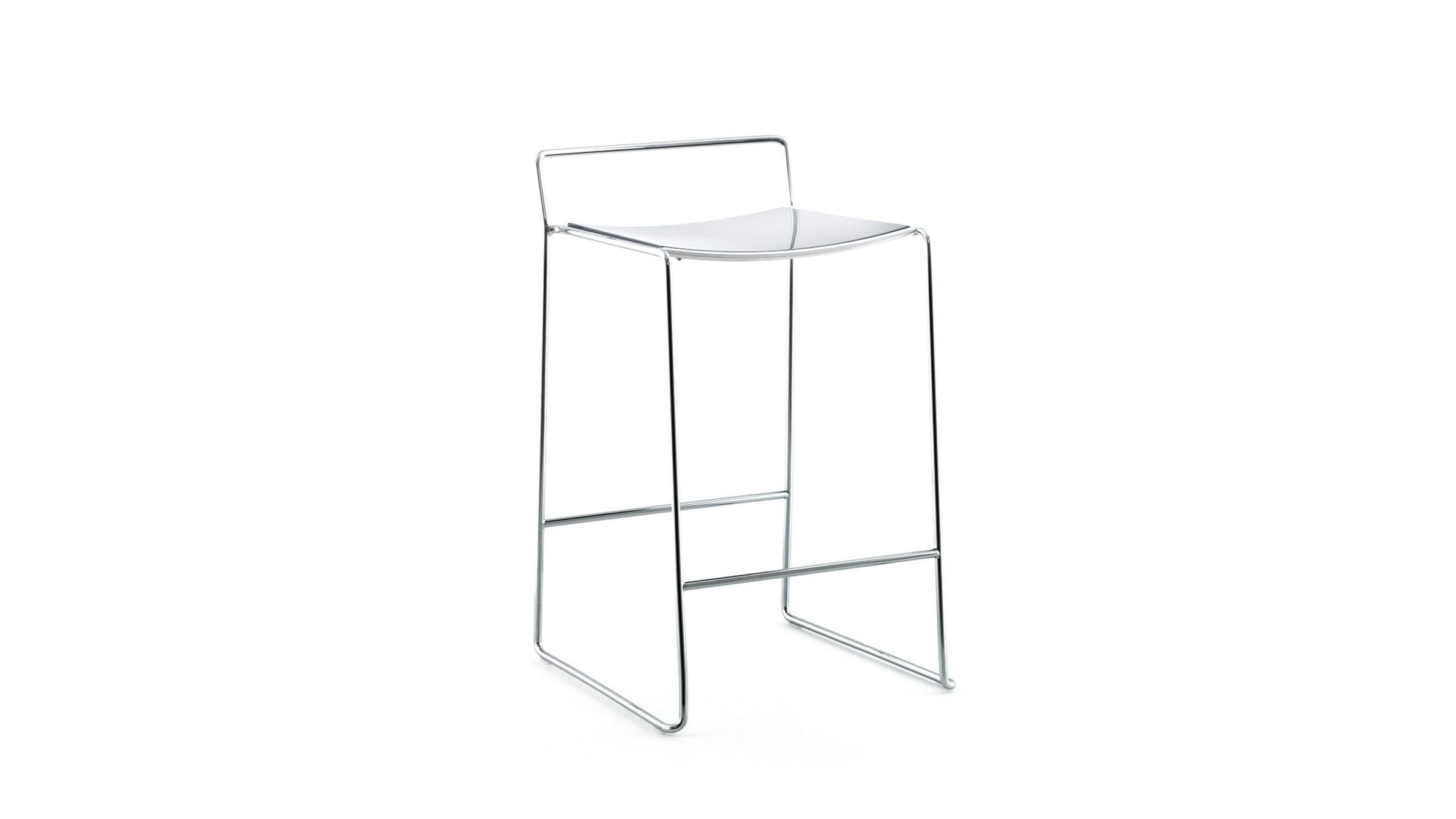 Porro Bar Stool Spindle Counter Stool in Glossy White