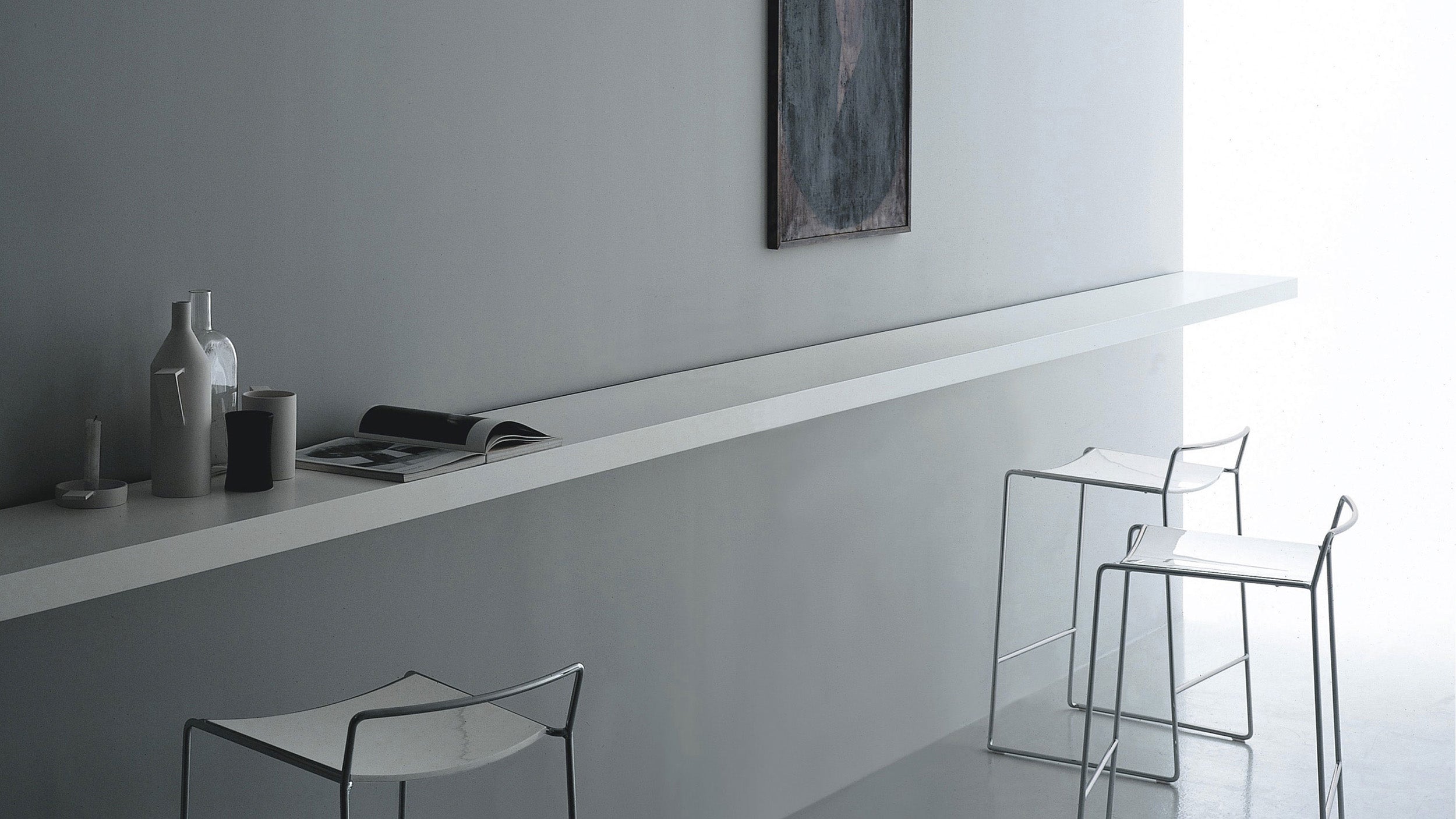 Desktop / Spindle Counter Stool in Glossy White, designed by Piero Lissoni for Porro