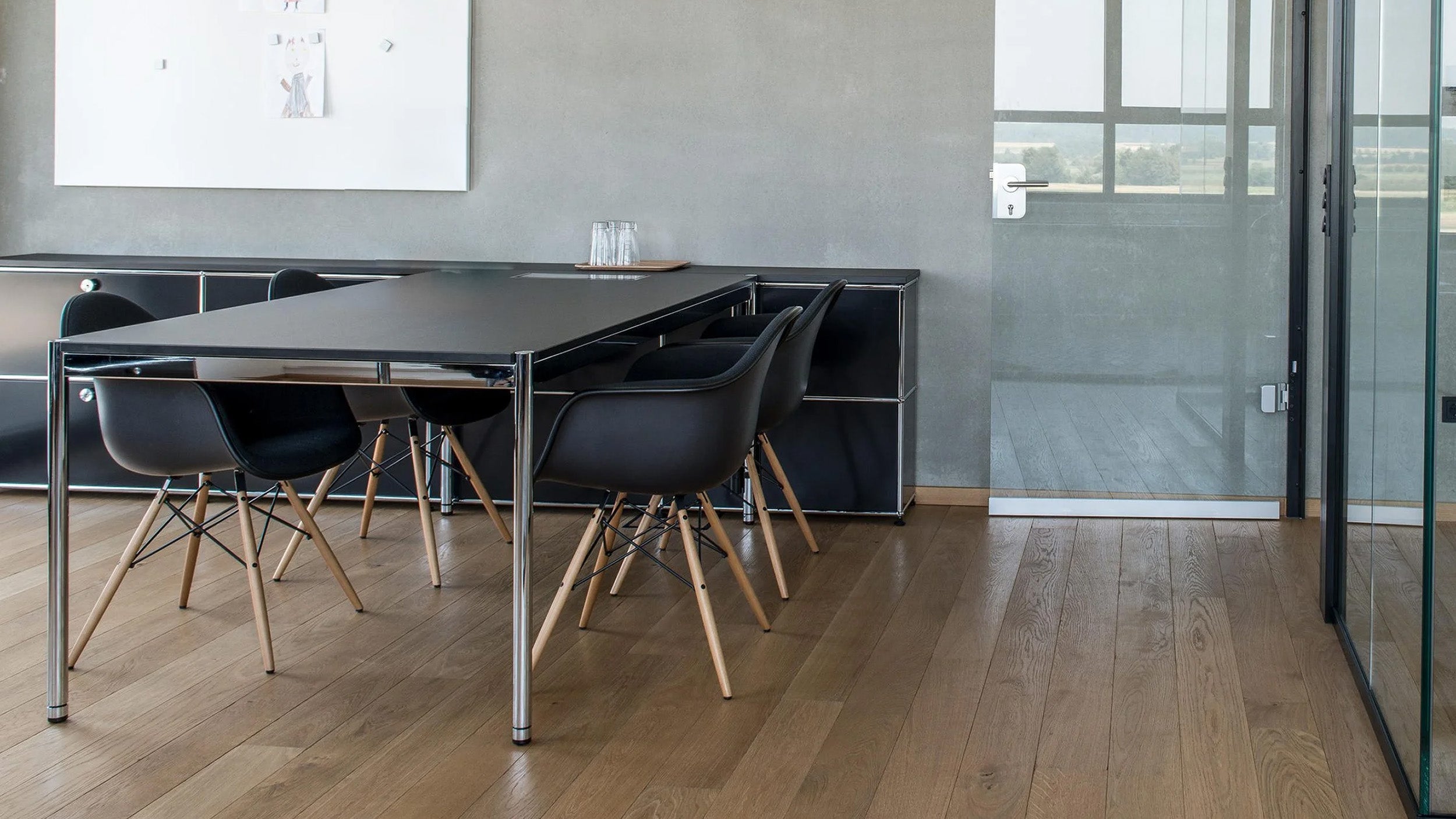 Desktop / Table Black Linoleum (T69), made by USM Haller