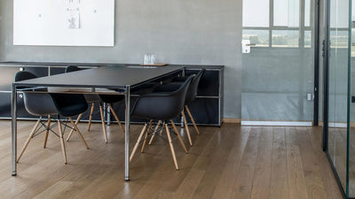Desktop / Table Black Linoleum (T69), made by USM Haller