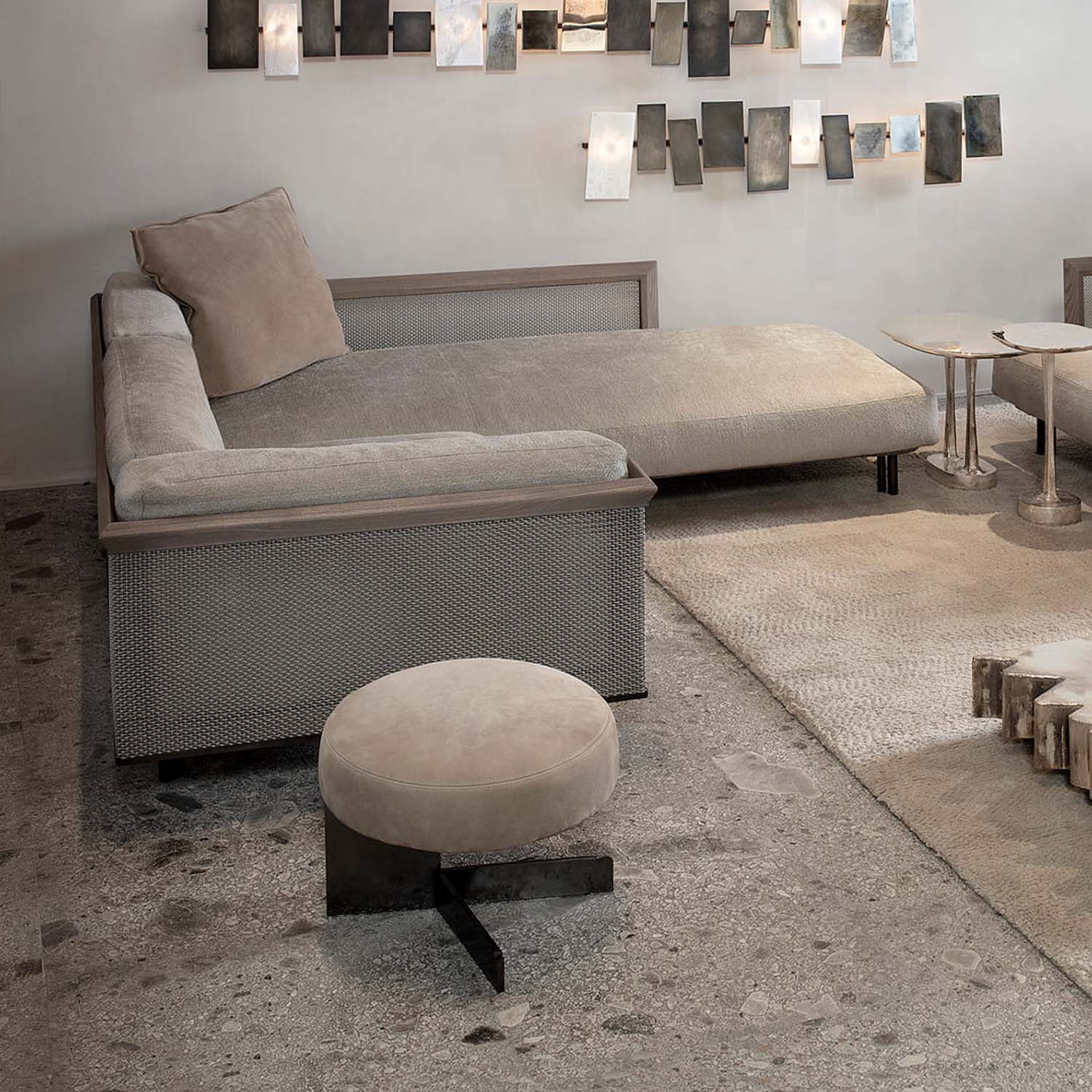 Mobile / Tambourine Pouf, designed by Ugo Cacciatori for Henge