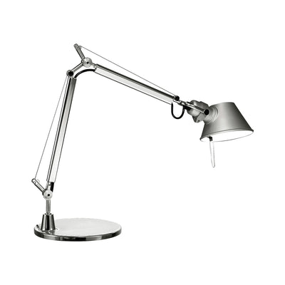 Artemide Tolomeo Table by Michele De Lucchi. A polished metal desk lamp with an adjustable arm and conical shade.
