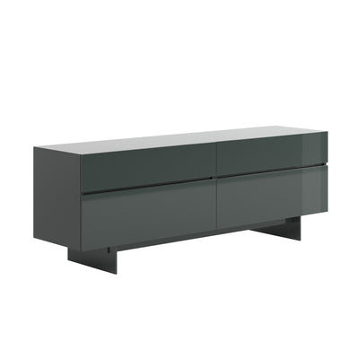 Cappellini Uni Notte by Piero Lissoni. Dark gray modern credenza with sleek drawers and minimalist metal legs.