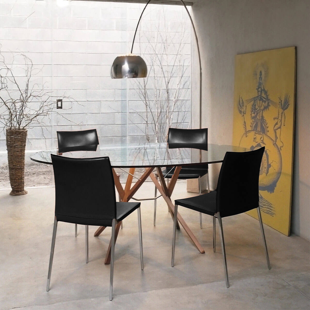 Black Leather - Chrome Frame / Mobile / BlackMenu / Lia Dining Chair, designed by Roberto Barbieri