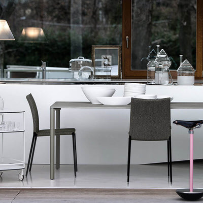 Charcoal Fabric - Black Frame / Mobile / BlackMenu / Lia Dining Chair, designed by Roberto Barbieri