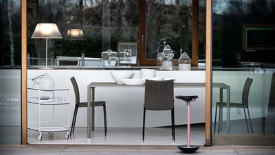 Charcoal Fabric - Black Frame / Desktop / BlackMenu / Lia Dining Chair, designed by Roberto Barbieri