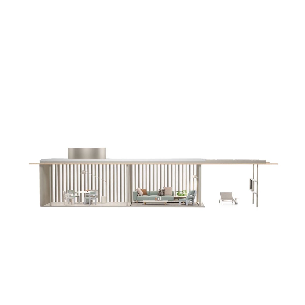 Mobile / WhiteMenu / VDL Pavilion, designed by Dion & Richard Neutra