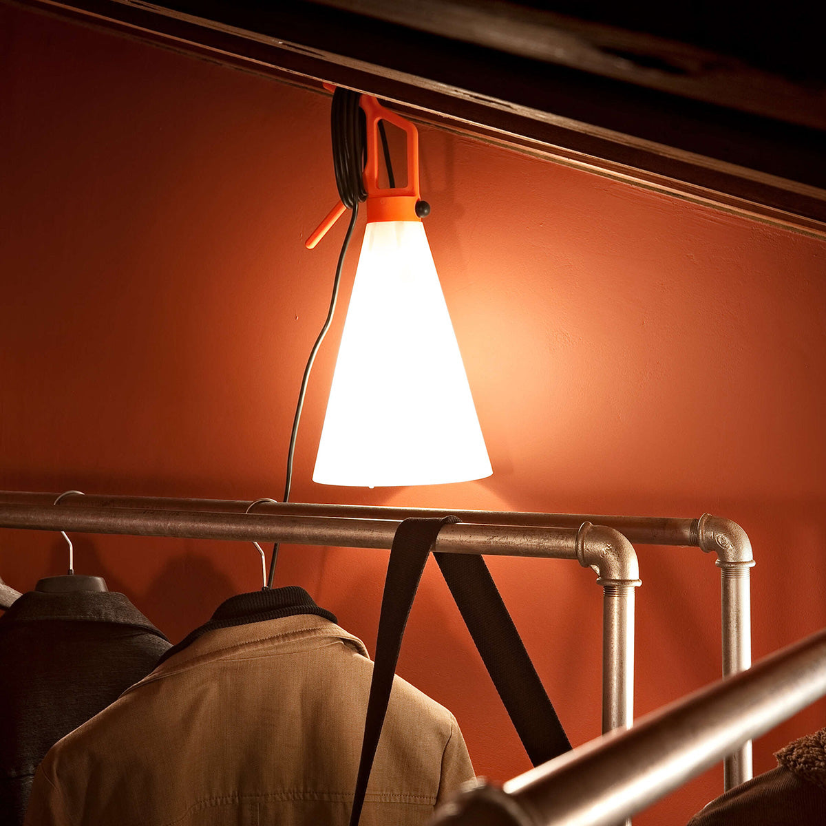 Orange / Mobile / Mayday Table Lamp, designed by Konstantin Grcic made by Flos 