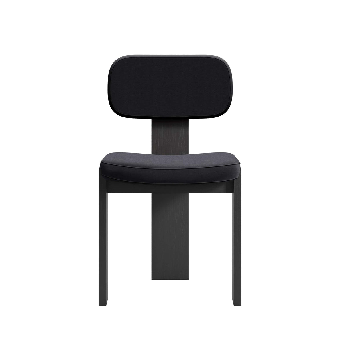 Cappellini Selettiva Cantù by Giulio Cappellini. A minimalist black chair with padded seat and backrest on wooden legs.