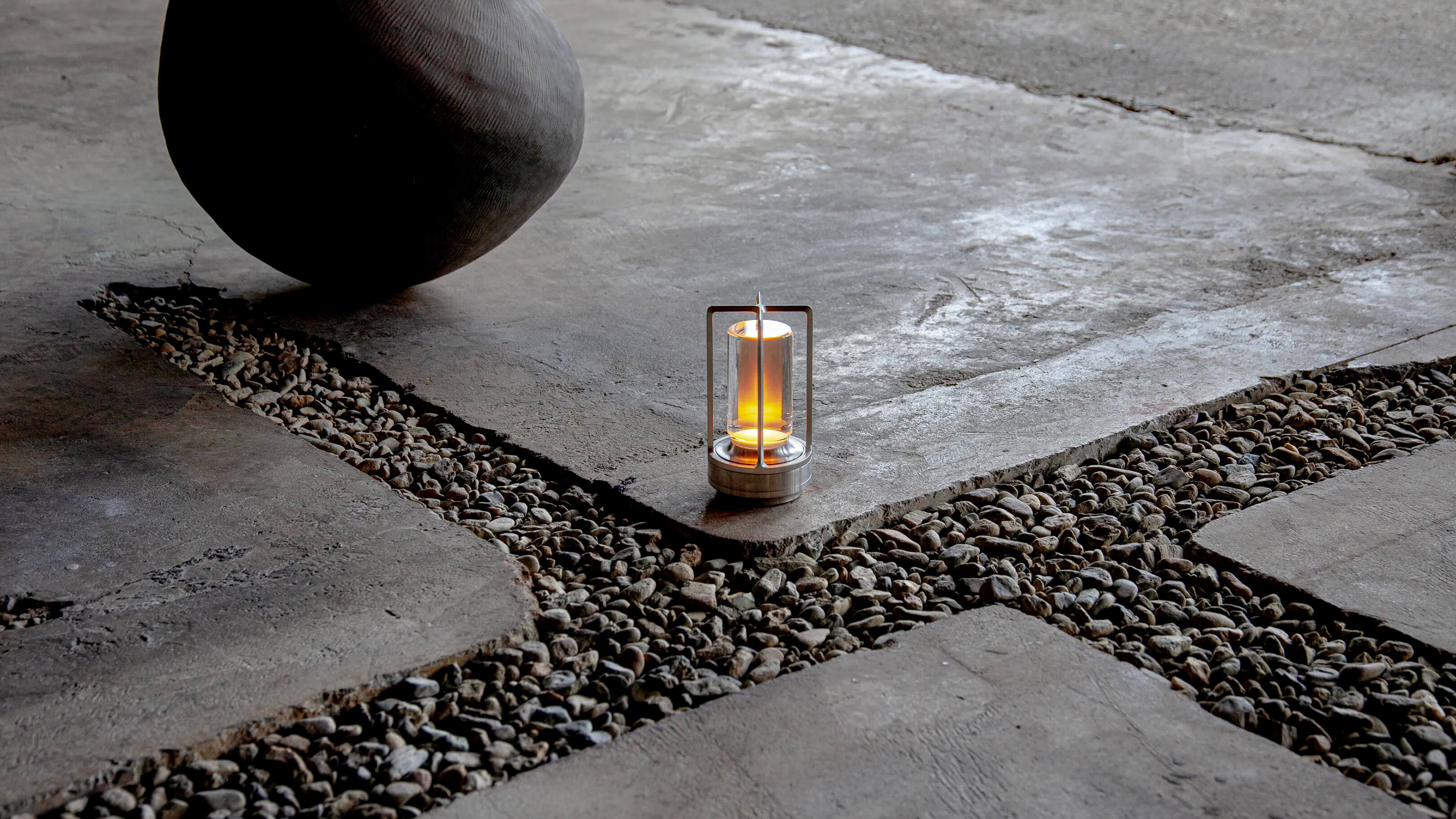 Stainless Steel / Desktop / WhiteMenu / TURN+ LED Lantern, designed by Nao Tamura made by Ambientec