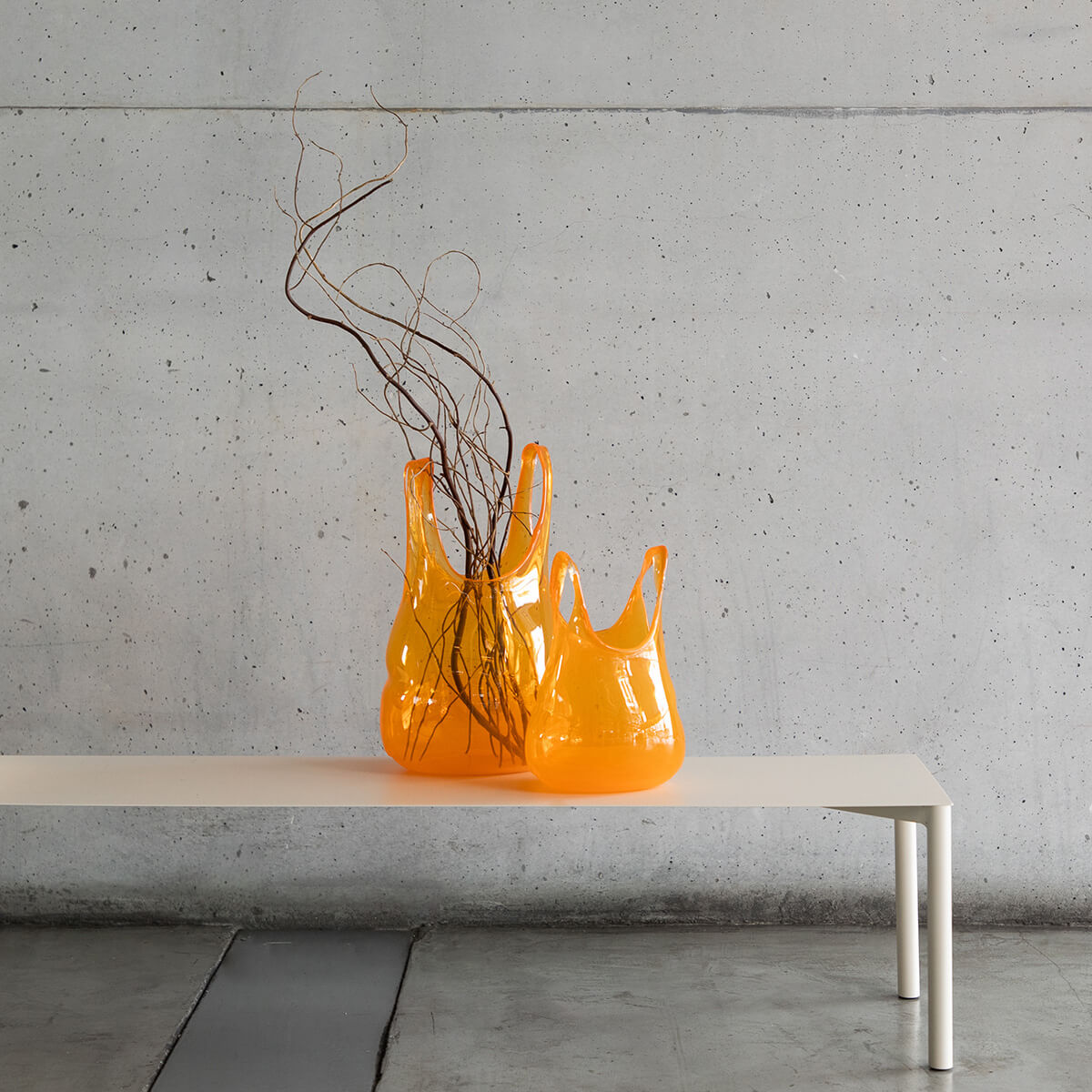 Small / Saffron / Mobile / BlackMenu / Glass bag, designed by Atelier De Verre Anvi
