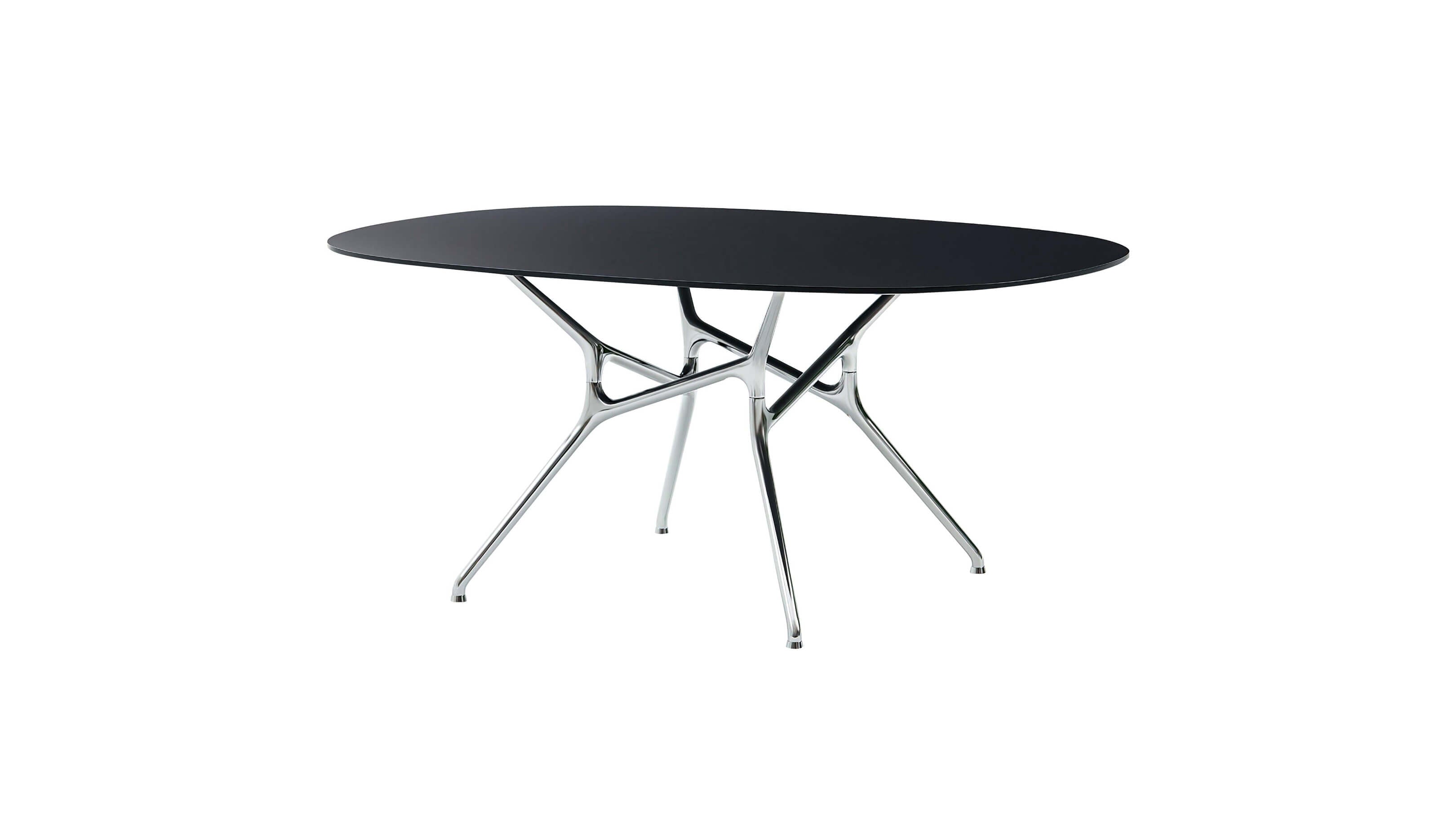 Matt Lacquered Anthracite / Polished Chrome / Desktop / BlackMenu / Branch Dining Table, designed by Jakob Wagner made by Cappellini