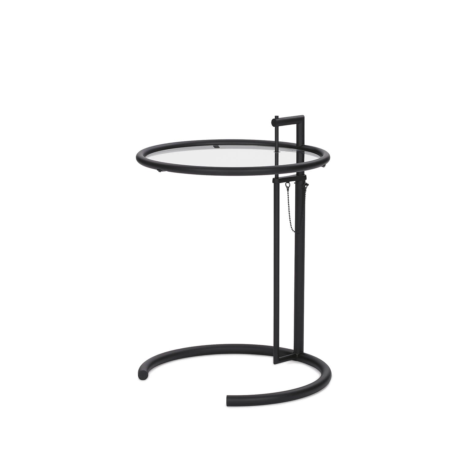 Black / Clear Glass / Mobile / BlackMenu / Adjustable Table E 1027, designed by Eileen Gray
