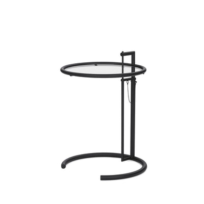 Black / Clear Glass / Mobile / BlackMenu / Adjustable Table E 1027, designed by Eileen Gray