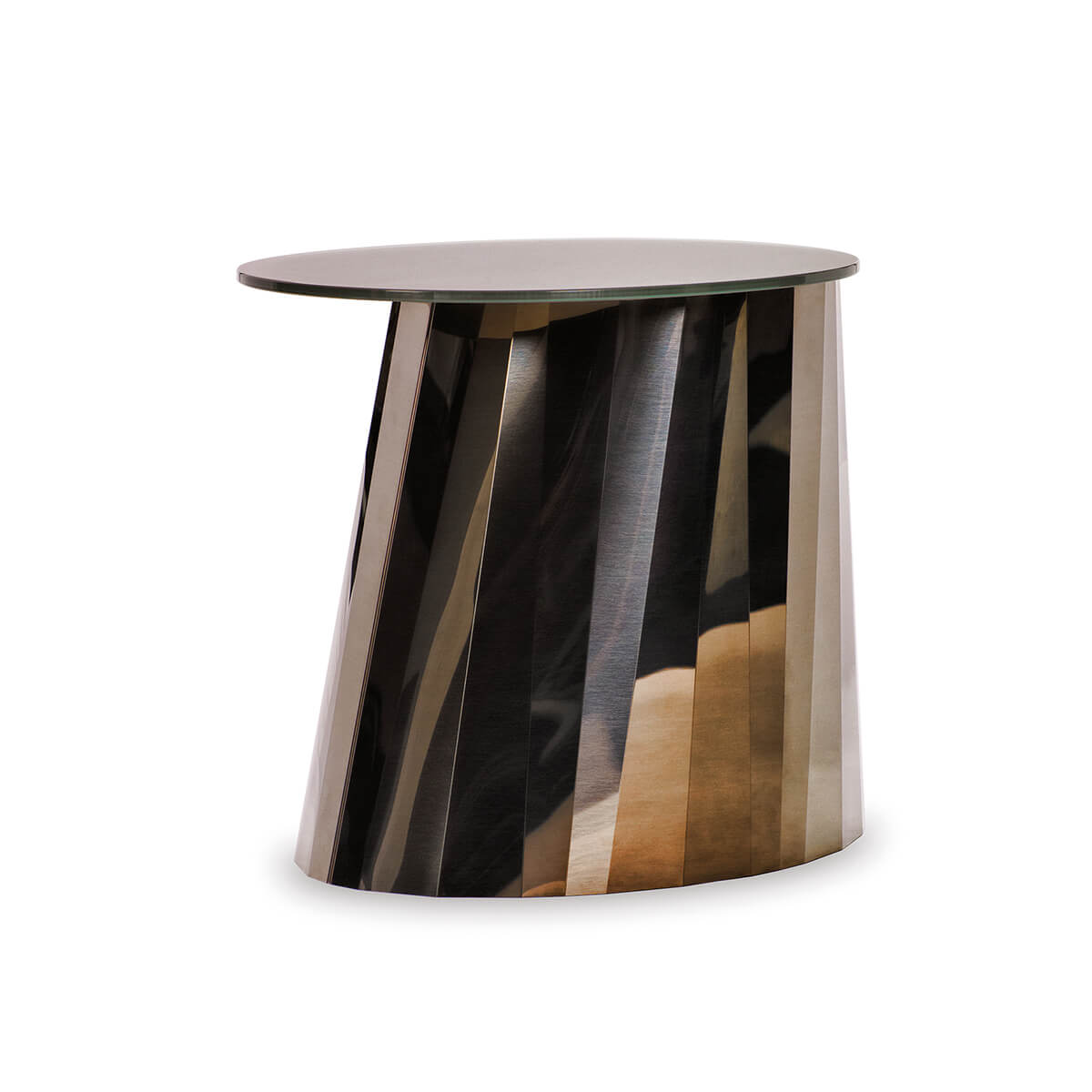 Pyrite Bronze - Glossy Top / Mobile / BlackMenu / Pli Side Table, designed by Victoria Wilmotte