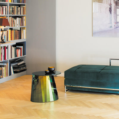 Topaz Green - Glossy Top / Mobile / BlackMenu / Pli Side Table, designed by Victoria Wilmotte
