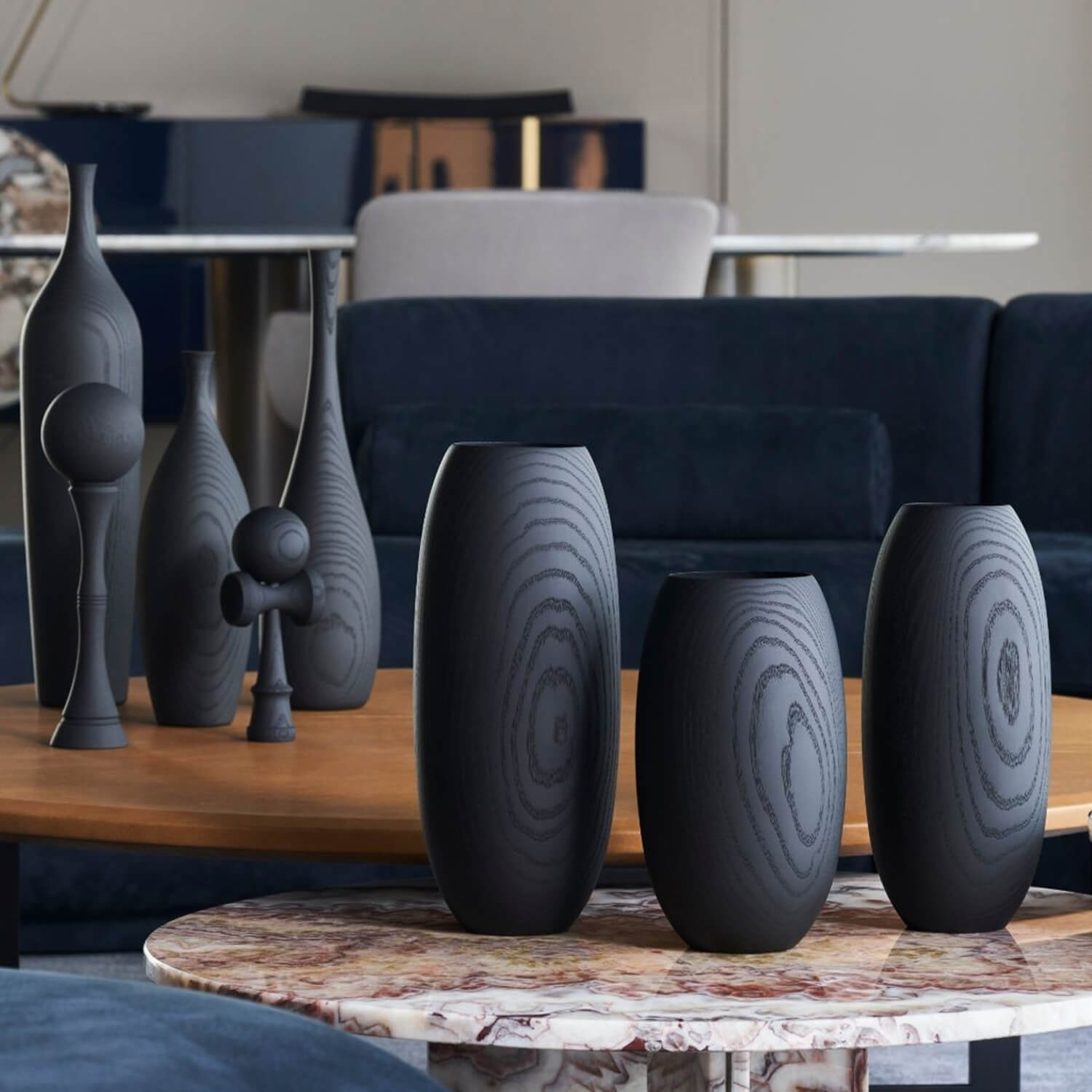 GeneralOption / Mobile / BlackMenu / Flusso Ash Black Vase, designed by Iwata Mokkou Studio