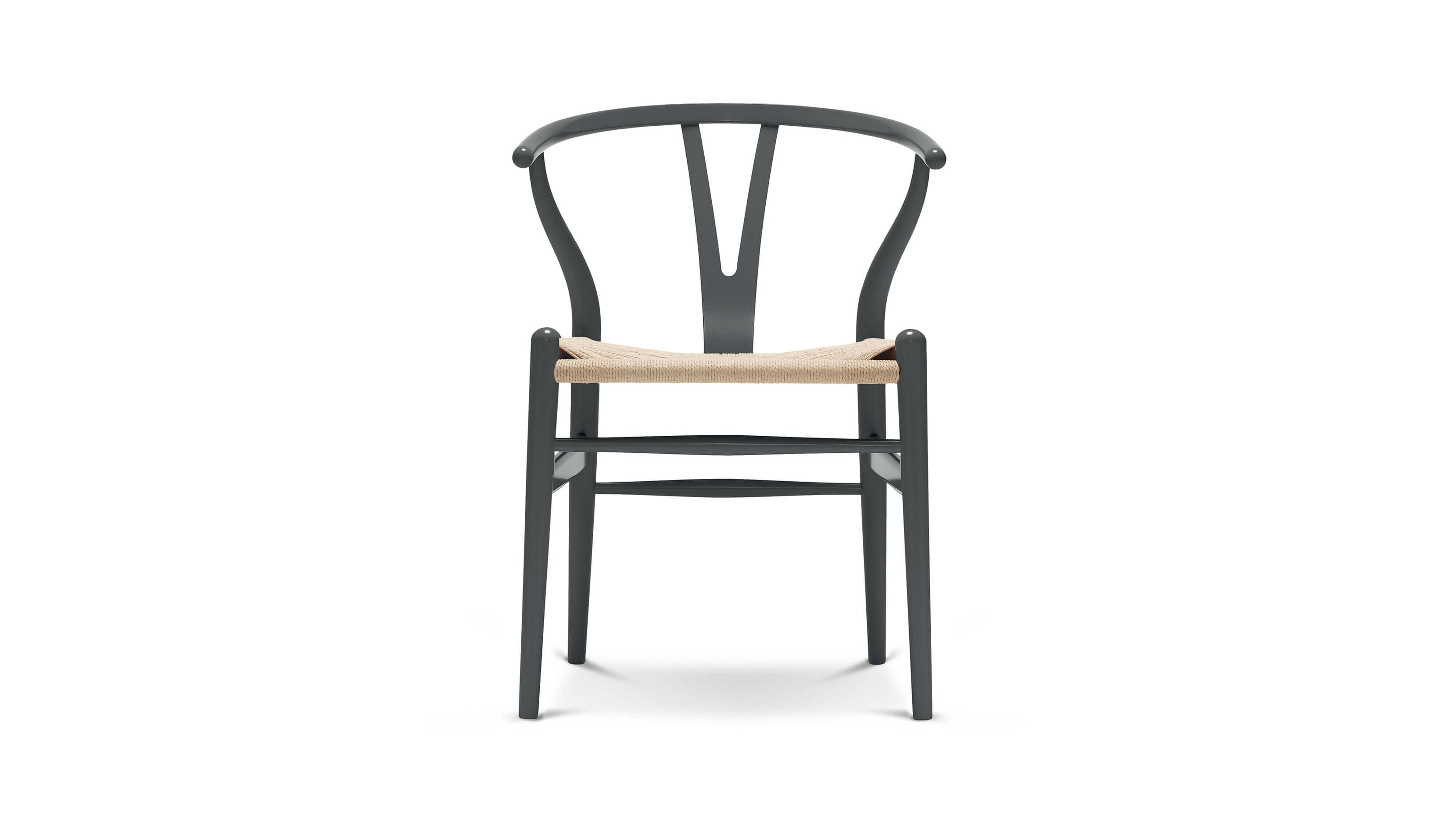 Beech - Anthracite - Natural Cord / Desktop / BlackMenu / Wishbone Chair, designed by Hans J. Wegner