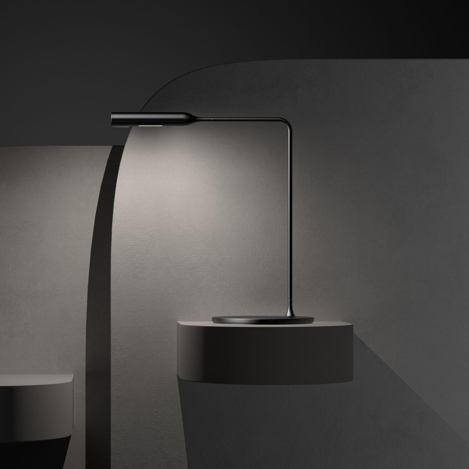 Black Soft Touch / Mobile / WhiteMenu / Flo Bedside Lamp, designed by Foster + Partners
