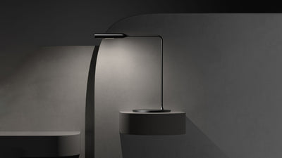 Black Soft Touch / Desktop / WhiteMenu / Flo Bedside Lamp, designed by Foster + Partners