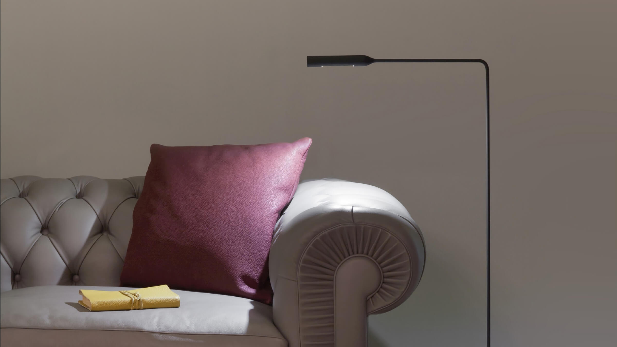 Black Soft Touch / Desktop / WhiteMenu / Flo Lounge Floor Lamp, designed by Foster + Partners