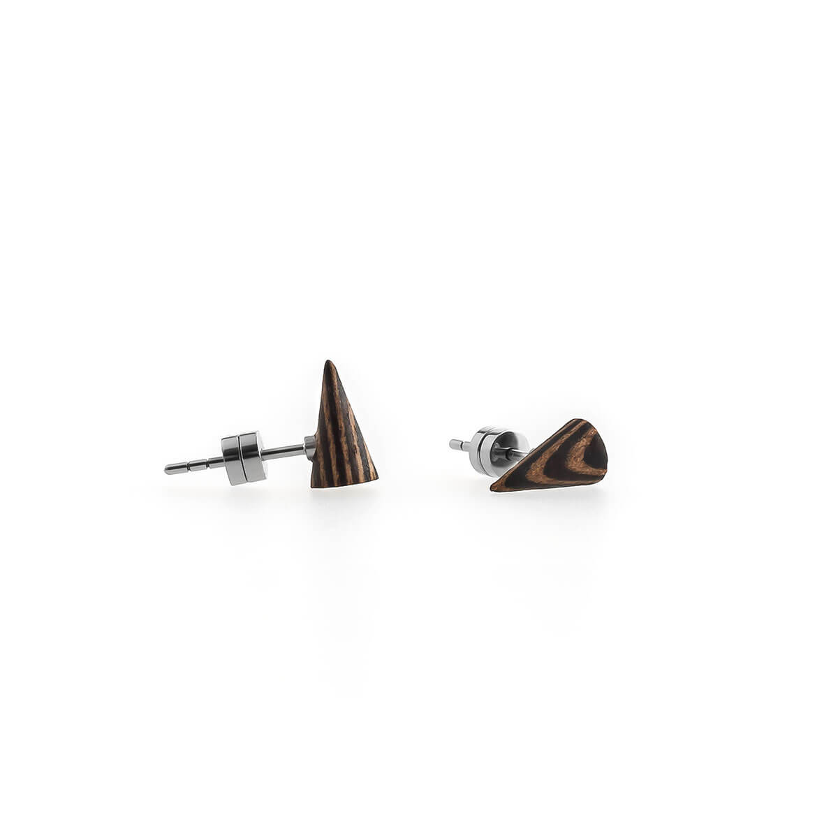 Cone / Walnut/Ebony / Mobile / BlackMenu / Second Life Duo Earrings, designed by Moissue
