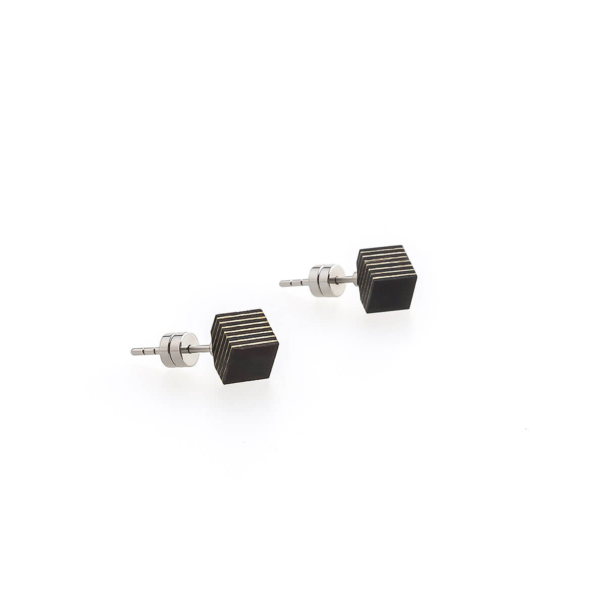 Cube / Sycamore/Ebony / Mobile / BlackMenu / Second Life Duo Earrings, designed by Moissue