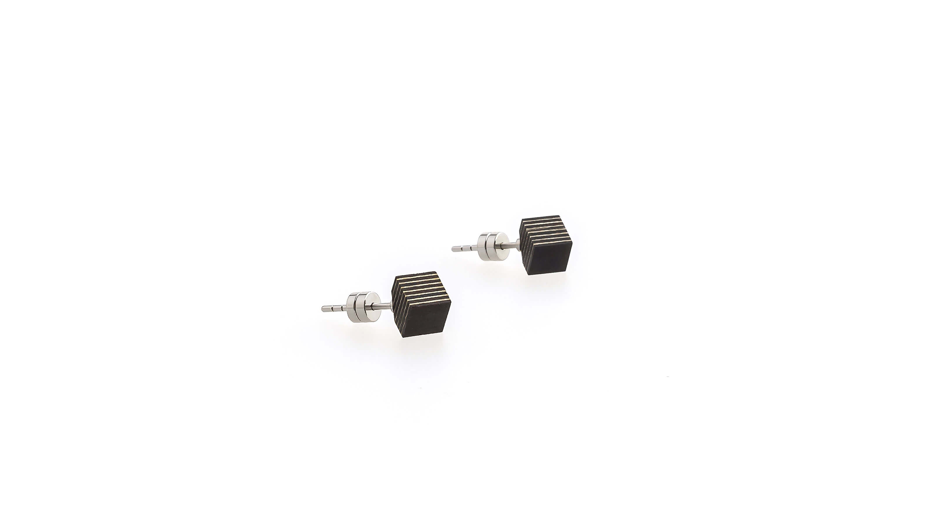 Cube / Sycamore/Ebony / Desktop / BlackMenu / Second Life Duo Earrings, designed by Moissue