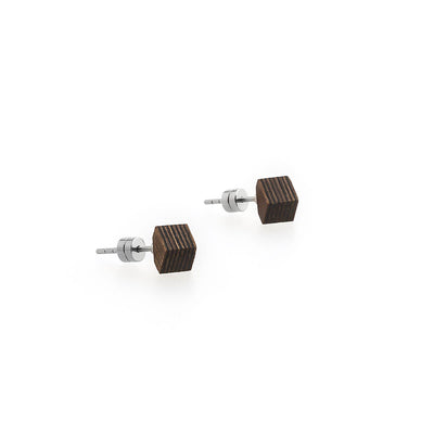 Cube / Walnut/Ebony / Mobile / BlackMenu / Second Life Duo Earrings, designed by Moissue