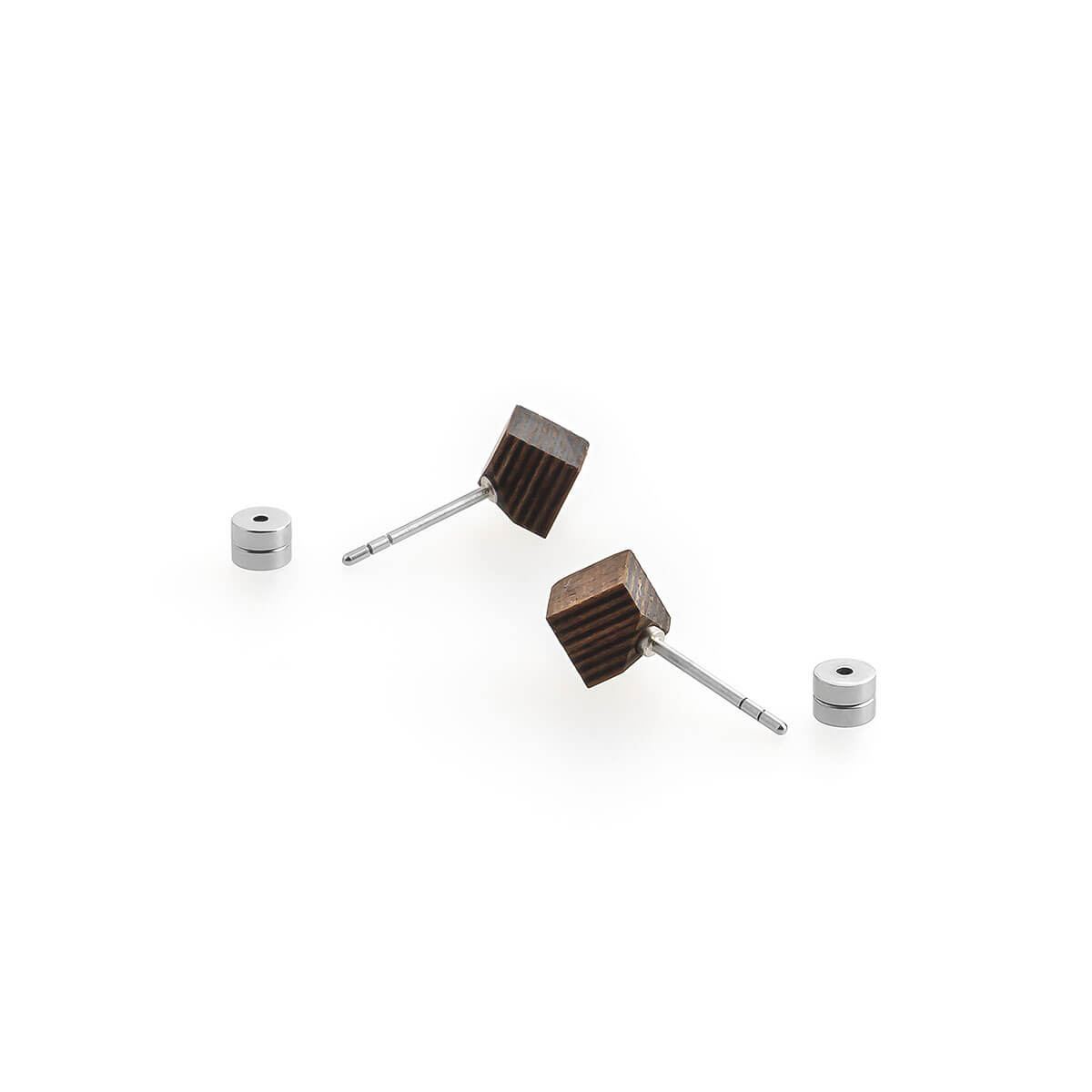 Cube / Walnut/Ebony / Mobile / BlackMenu / Second Life Duo Earrings, designed by Moissue