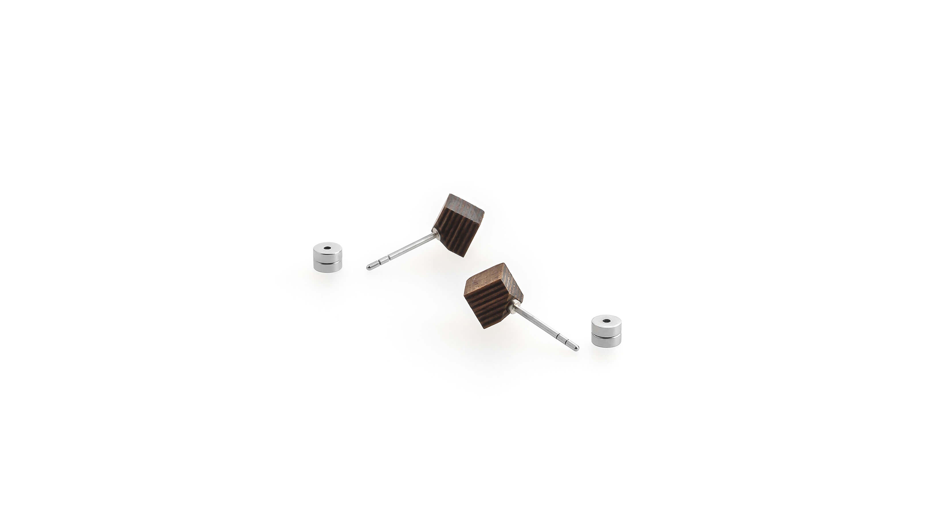 Cube / Walnut/Ebony / Desktop / BlackMenu / Second Life Duo Earrings, designed by Moissue
