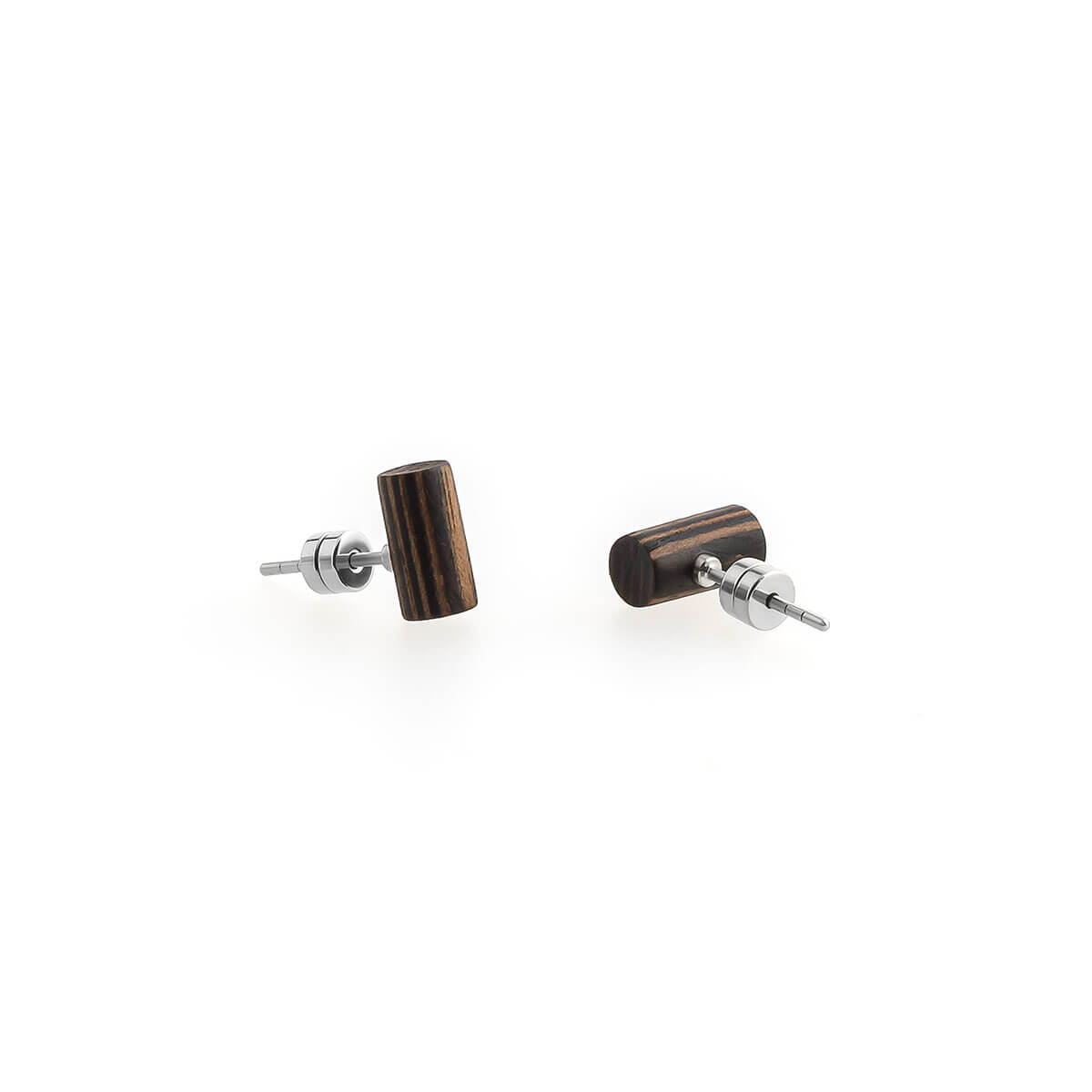 Cylinder / Walnut/Ebony / Mobile / BlackMenu / Second Life Duo Earrings, designed by Moissue