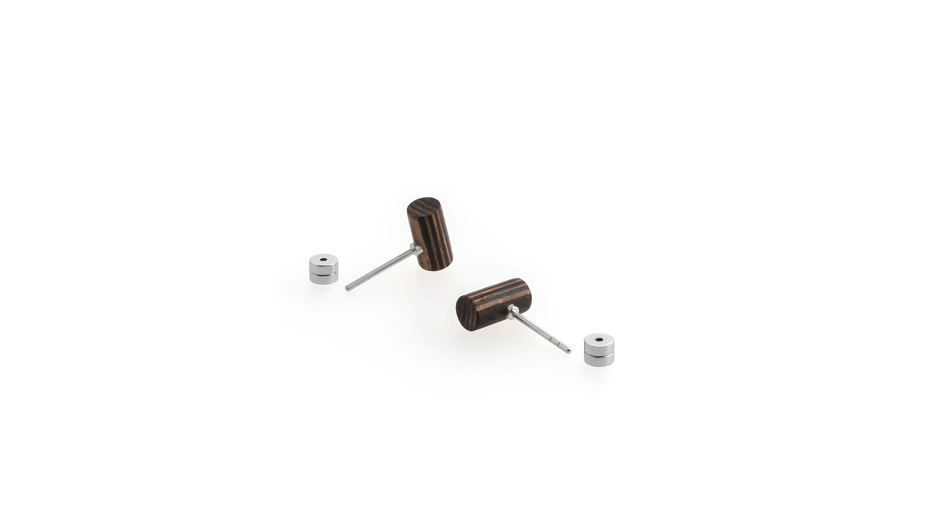Cylinder / Walnut/Ebony / Desktop / BlackMenu / Second Life Duo Earrings, designed by Moissue