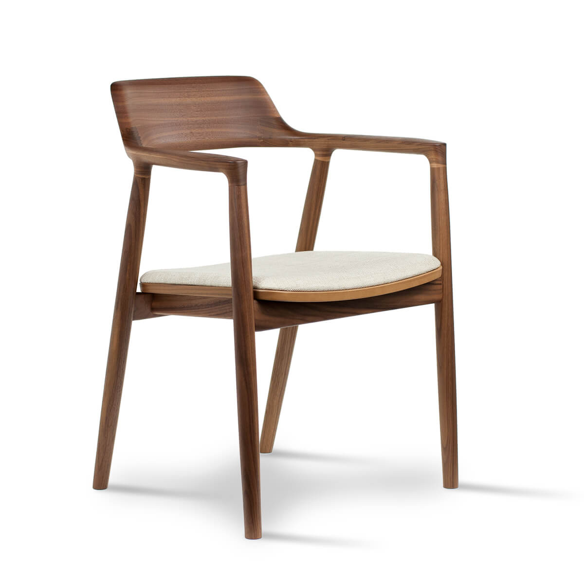 Walnut - Ivory Fabric / Mobile / BlackMenu / Hiroshima Armchair, designed by Naoto Fukasawa made by Maruni