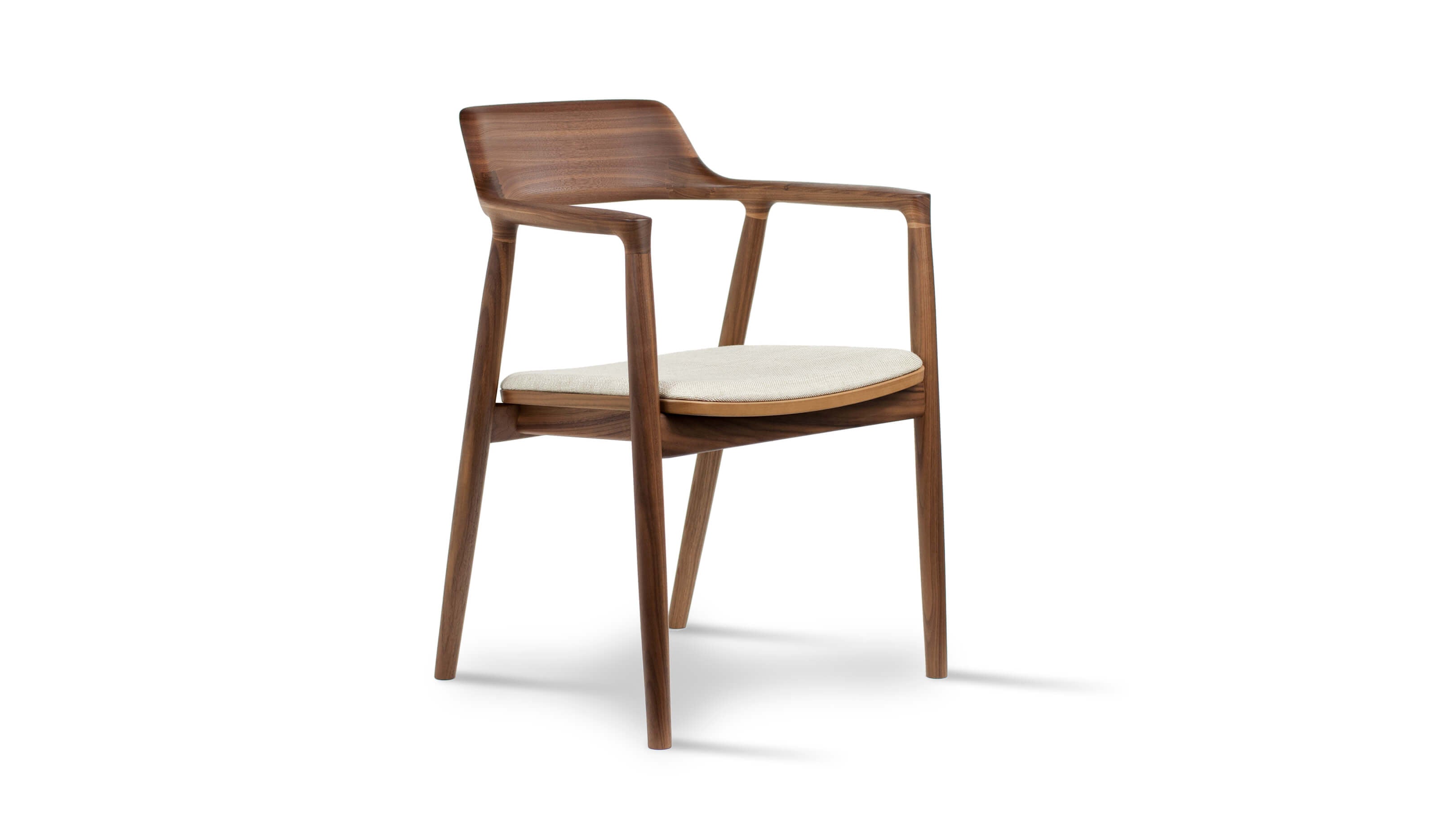 Walnut - Ivory Fabric / Desktop / BlackMenu / Hiroshima Armchair, designed by Naoto Fukasawa made by Maruni