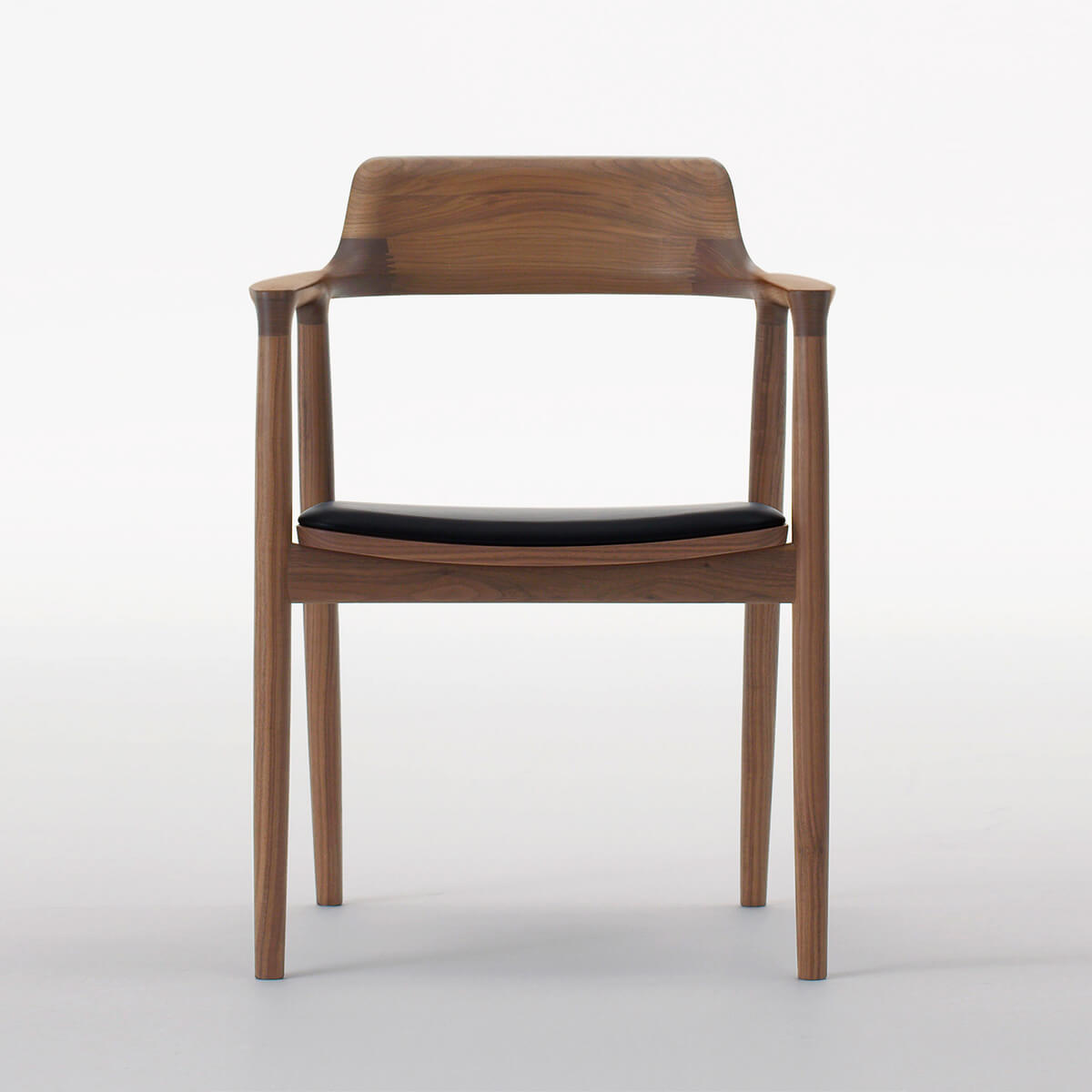 Walnut - Black Leather / Mobile / BlackMenu / Hiroshima Armchair, designed by Naoto Fukasawa made by Maruni