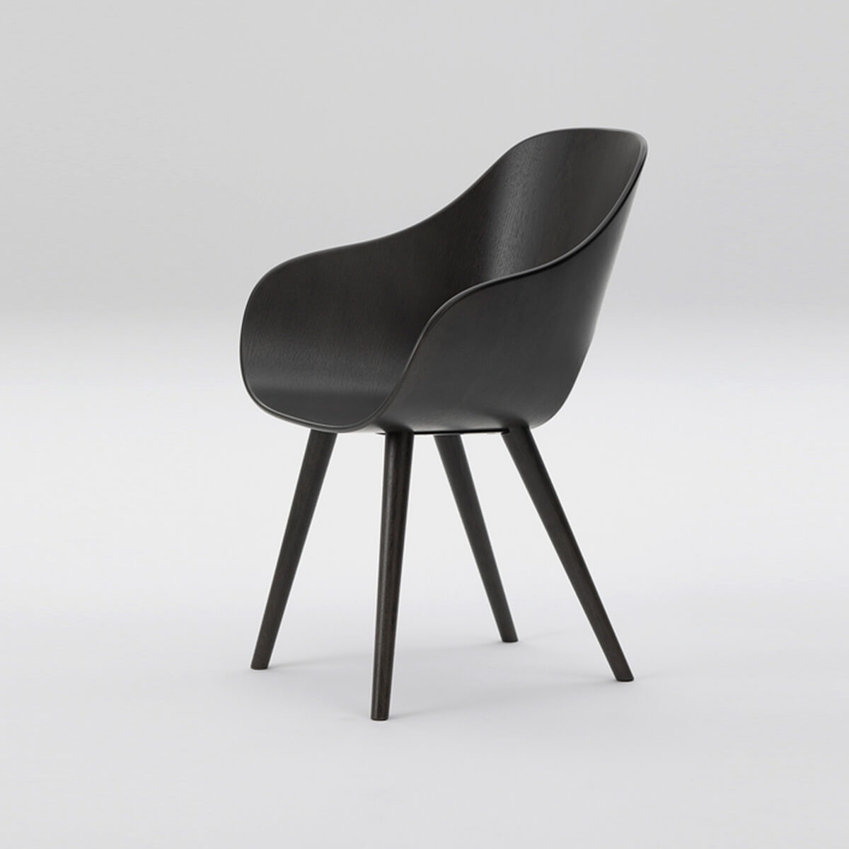 Black Oak / Mobile / BlackMenu / Roundish Dining Armchair, designed by Naoto Fukasawa made by Maruni