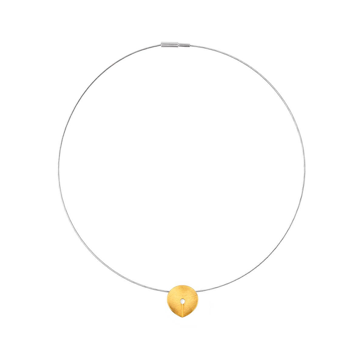 Small / Gold Plated / Mobile / BlackMenu / Creased Disc Pendant Necklace, designed by Marcin Zaremski