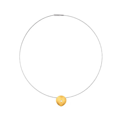 Small / Gold Plated / Mobile / BlackMenu / Creased Disc Pendant Necklace, designed by Marcin Zaremski