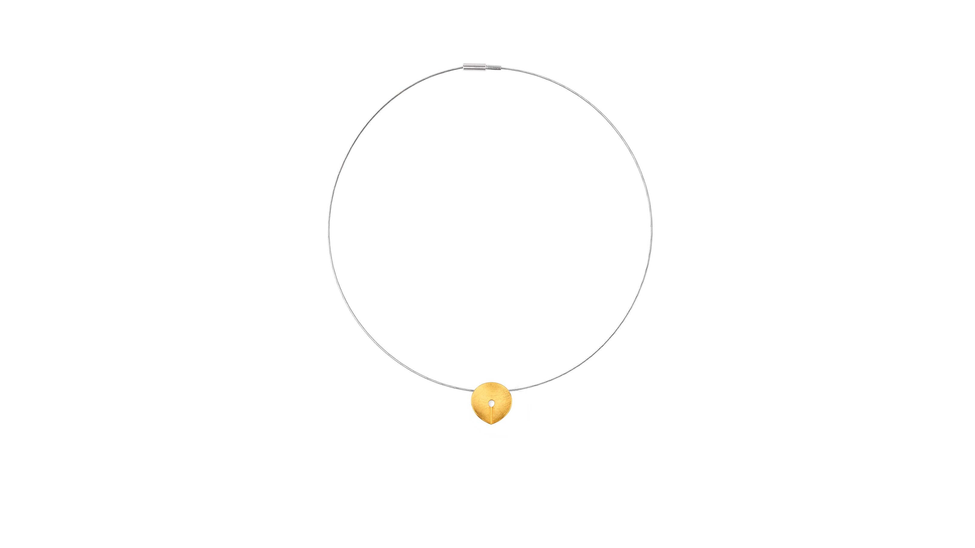 Small / Gold Plated / Desktop / BlackMenu / Creased Disc Pendant Necklace, designed by Marcin Zaremski