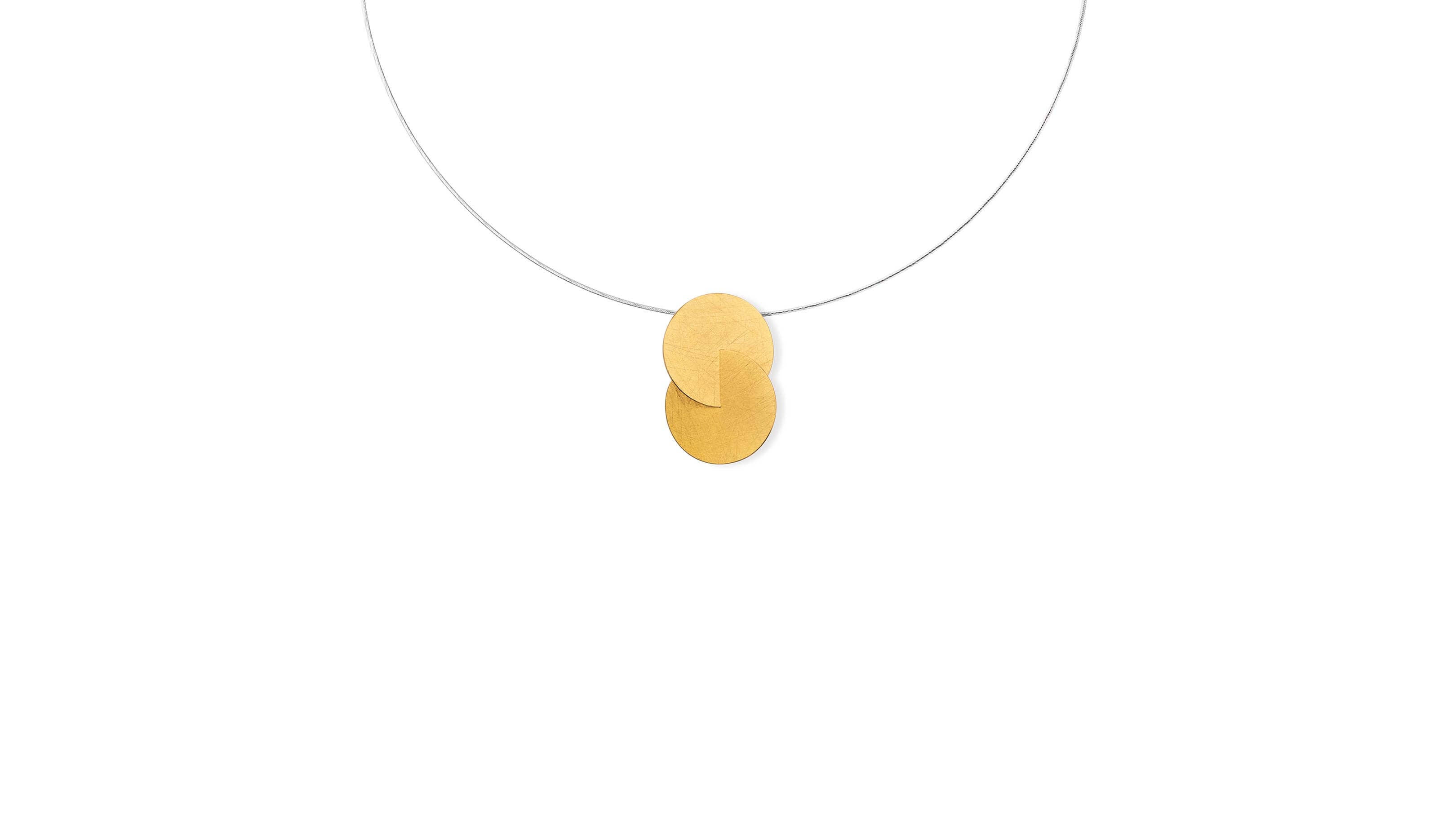 Large / Gold Plated Silver / Desktop / BlackMenu / Double Disc Pendant Necklace, designed by Marcin Zaremski